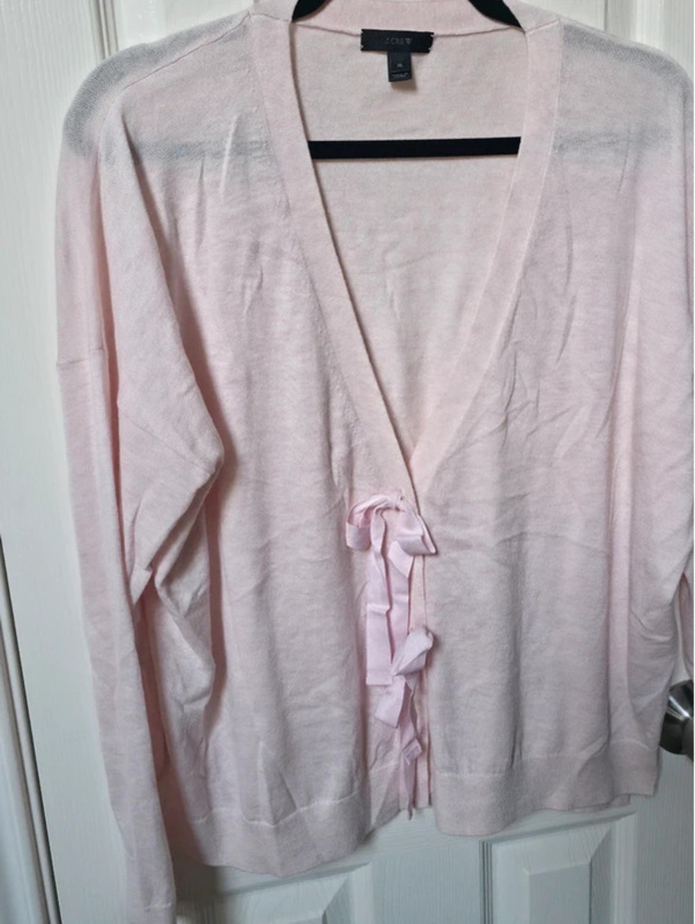 J crew XL pink bow cropped cardigan